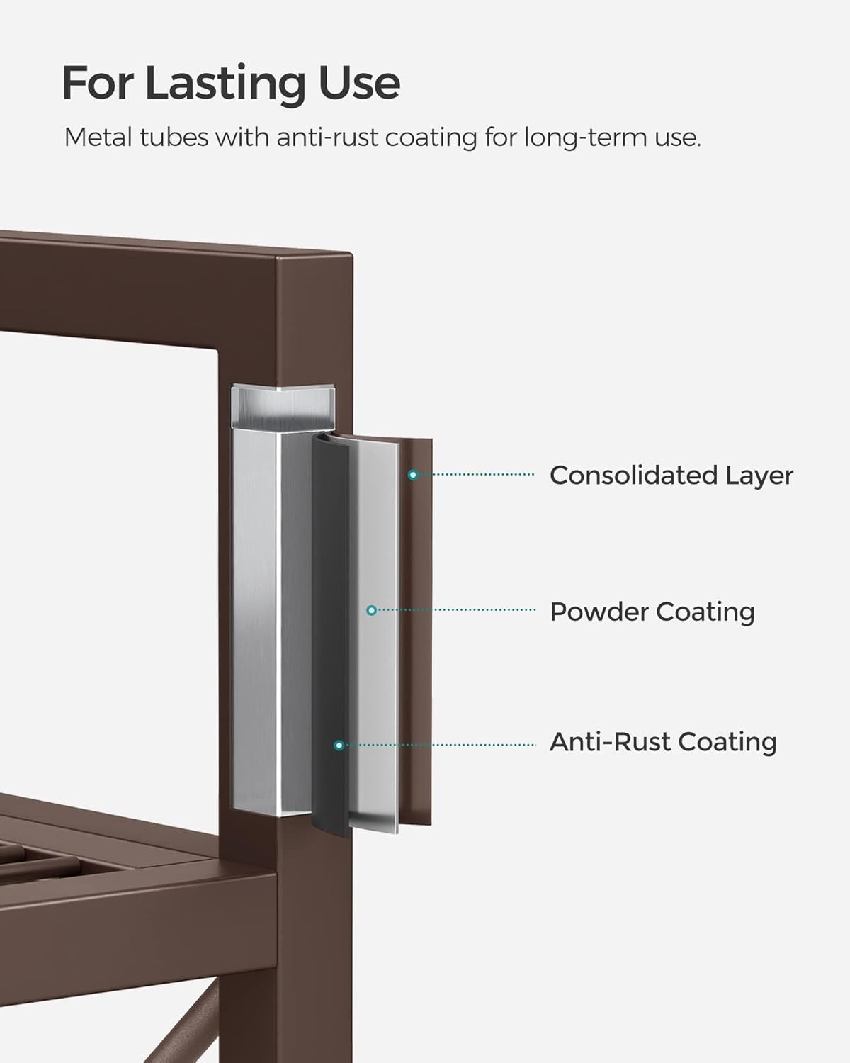 SONGMICS 3-Tier Metal Storage Rack with Wheels, Mesh Shelving Unit with X Side Frames, 23.6-Inch Width, for Entryway, Kitchen, Living Room, Bathroom, Industrial Style, Metallic Bronze UBSC163A01