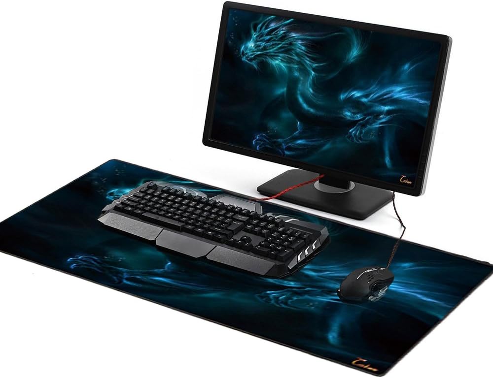 XXL Professional Large Mouse Pad & Computer Game Mouse Mat (35.4x15.7x0.1IN, Dragon)