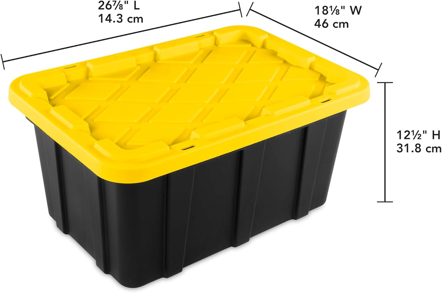 Sterilite 18-Pack Stackable Storage Bins, Heavy Duty Totes w/Lids, 17 Gallon, Black/Yellow