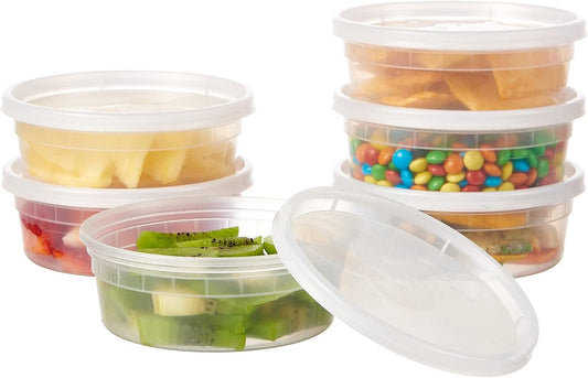 8 oz. Plastic Deli Containers With Lids, 48 Sets - Leakproof, Stackable, BPA Free, Microwavable, Freezer Safe (Formerly FULING)