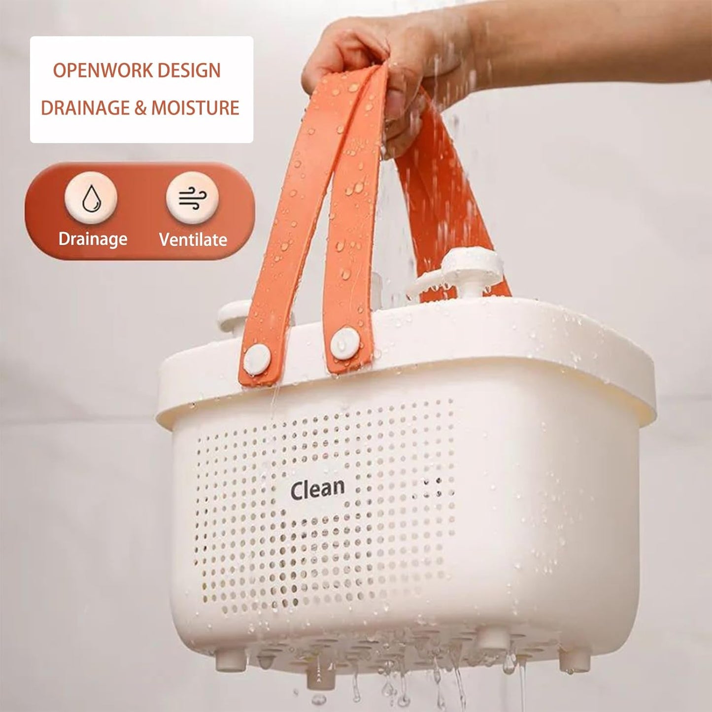 JiatuA Plastic Storage Basket with Handle Portable Shower Caddy Tote Organizer Basket Bin for Bathroom Kitchen Dorm Room Bedroom, Small Green