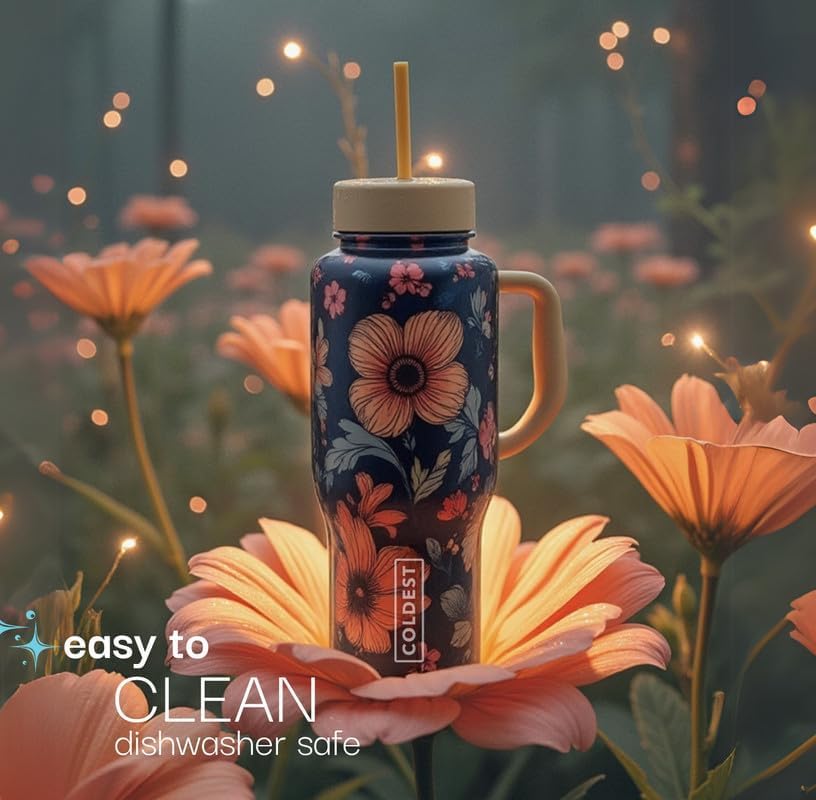 Coldest Tumbler with Handle and Straw - 100% Spill Proof Tumbler with Straw (3 Lids) - Stainless Steel Insulated Leakproof Tumblers for Women & Men - Cup Holder Friendly - 36 oz (Purple Nova)