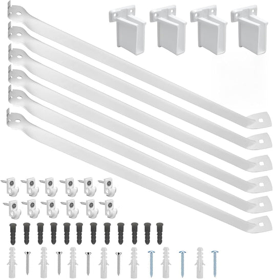 AZEAM 6 Pack 12 Inch Wire Shelf Brackets, Closet Shelf Brackets, Closet Wire Shelving with Anchors and Screws Suitability for Wardrobe and Laundry Room Shelves Installation