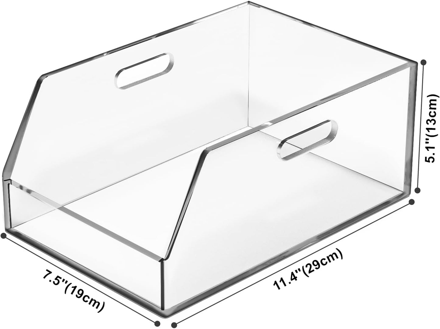 Gelite Stackable Storage Bin Organizer with Handles Acrylic Storage Container for Toy Pantry Kitchen Cabinet Bathroom Closet Office Organization, 11.4x7.5x5.1'', Clear