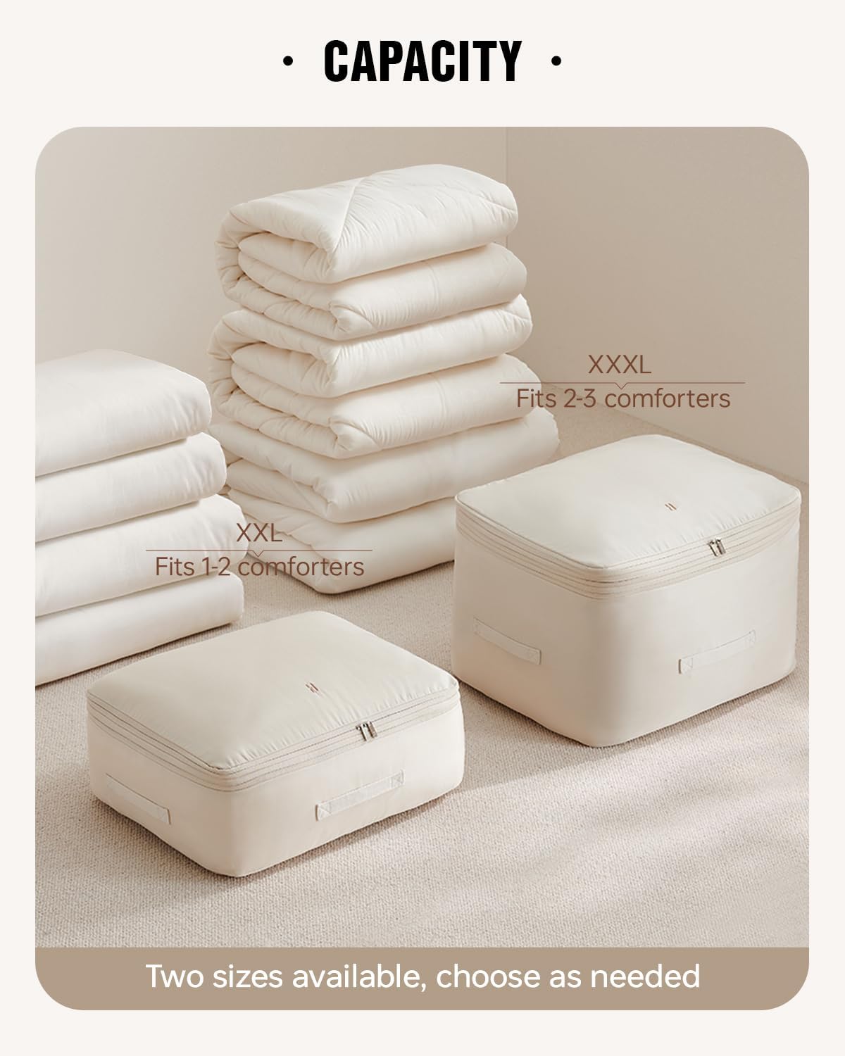 Eachy 3-Pack Comforter Storage Bag Blanket Storage Bags, 136L Compression Bags for Blanket Comforter, Ultra Space Saving Self Compression Organizer