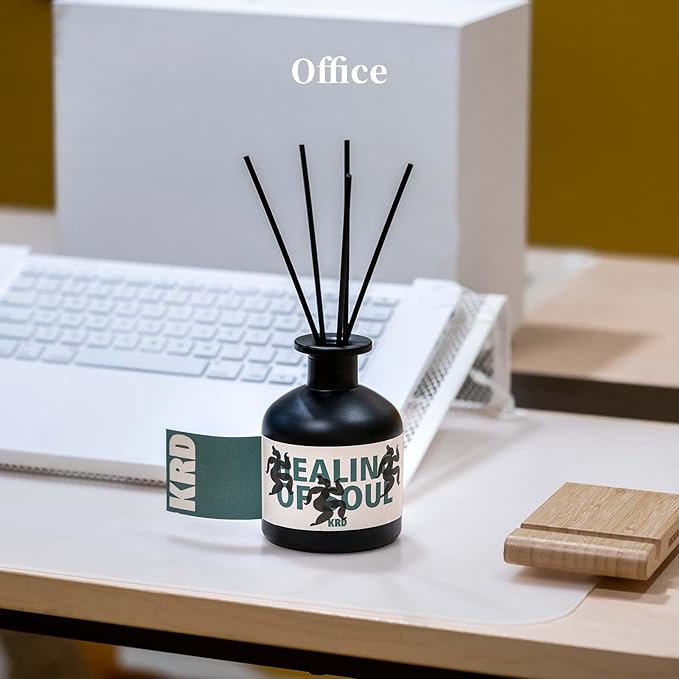 KRD 8.45 fl oz (250ml) Reed Diffuser Set, Premium Essential Oil Diffuser with 8 Natural Rattan Sticks, Long-Lasting Fragrance for Home Bathroom Decor, Coconut Lychee