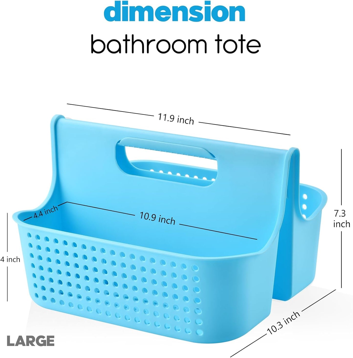 ALINK Portable Plastic Shower Caddy Basket, Large Cleaning Supply Caddy Organizer Storage Tote with Handle for Bathroom, College, Cabinet, Dorm Room Essentials - Blue