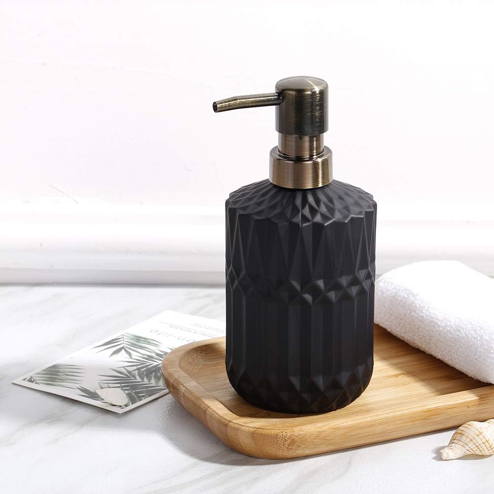 Soap Dispenser with Pump, Refillable Liquid Hand Soap Dish Soap Dispensers for Bathroom Counter, Kitchen Sink (Black)