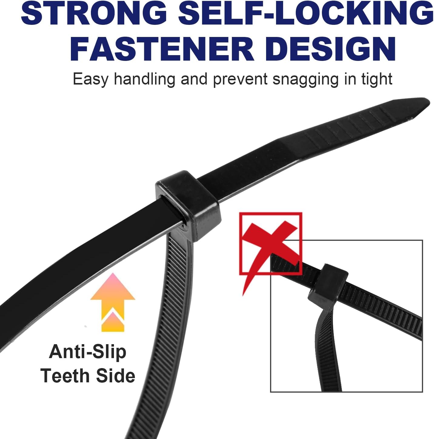 Zip Ties, RAZCC 1200pcs Black Cable Zip Ties 16 Inch, Heavy Duty Plastic Wire Ties with 70lb Tensile Strength, Self-Locking Black Nylon Tie Wraps for Indoor and Outdoor