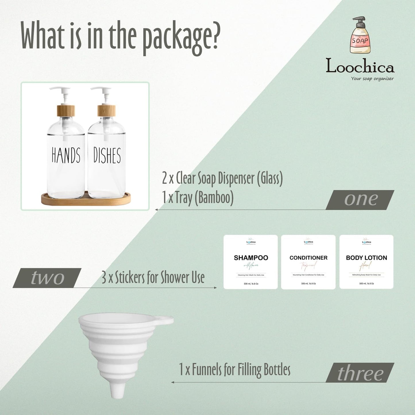 Clear Glass Soap Dispenser Set with Tray, Transparent Dish and Hand Soap Dispenser Set, Refillable Reusable Apothecary Soap Pump Dispenser Bottles for Bathroom and Kitchen