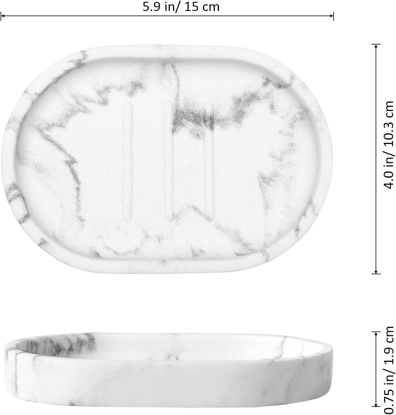 Luxspire Soap Dish, Bar Soap Holder, Soap Tray with Raised Design, Oval Soap Dish Soap Container for Bathroom Sink Kitchen Counter, Gravel White