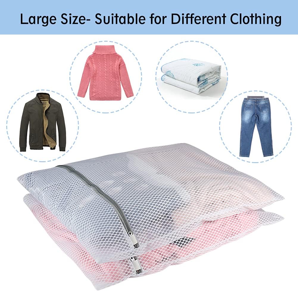 Vivifying XL Large Mesh Laundry Bags, 2 Pack Honeycomb Mesh Wash Bags for Washing Machine, Delicates Clothes, Sweater, Coats, Stuffed Toys, Blanket (White)