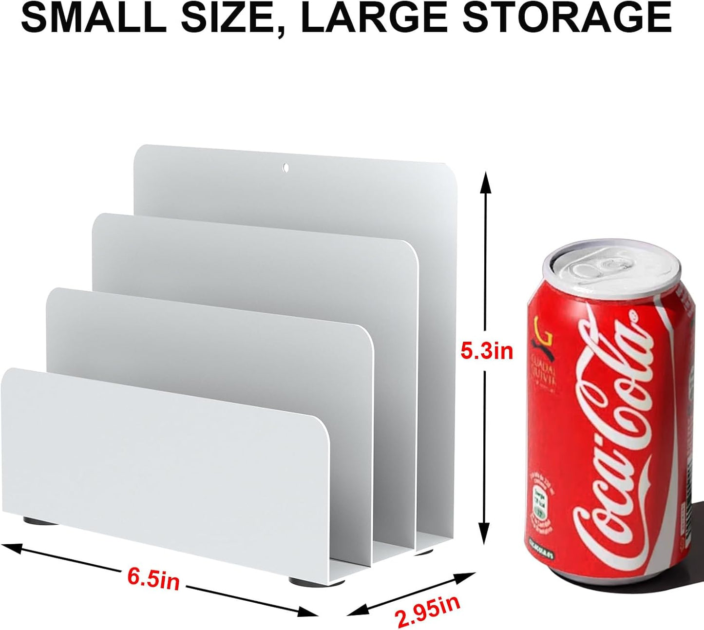 Mail Organizer Countertop, Small Desk File Organizer, Metal File Holder - Essential Workspace Organizers for Office Desk, Home Office (White)