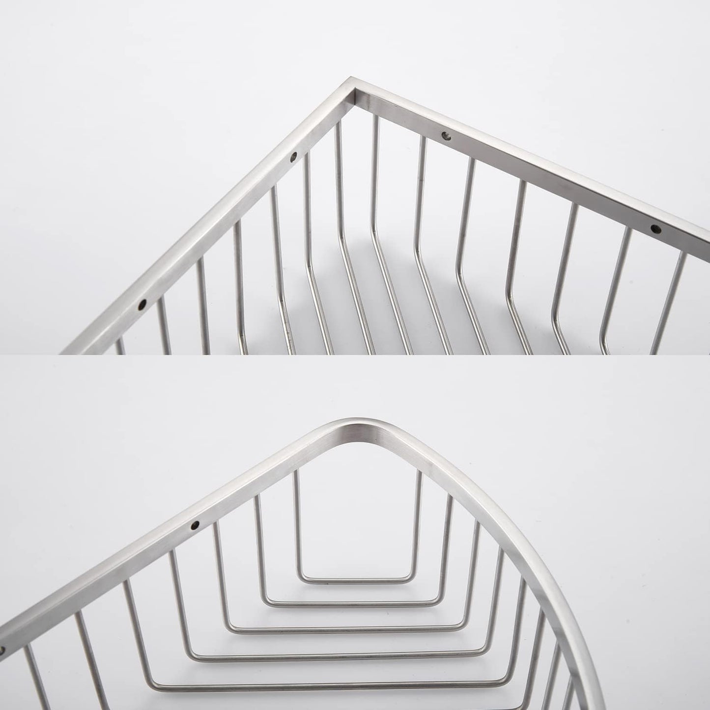 Corner Shower Caddy Organizer, SUS304 Stainless Steel Heavy Duty Rust-Proof Shelf Shampoo Holder, Wall Mounted Storage Rack for Bathroom Kitchen, 2 Packs Brushed Nickel