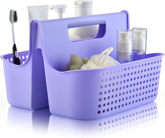 ALINK Portable Plastic Shower Caddy Basket, Large Cleaning Supply Caddy Organizer Storage Tote with Handle for Bathroom, College, Self, Cabinet, Dorm Room Essentials - Purple