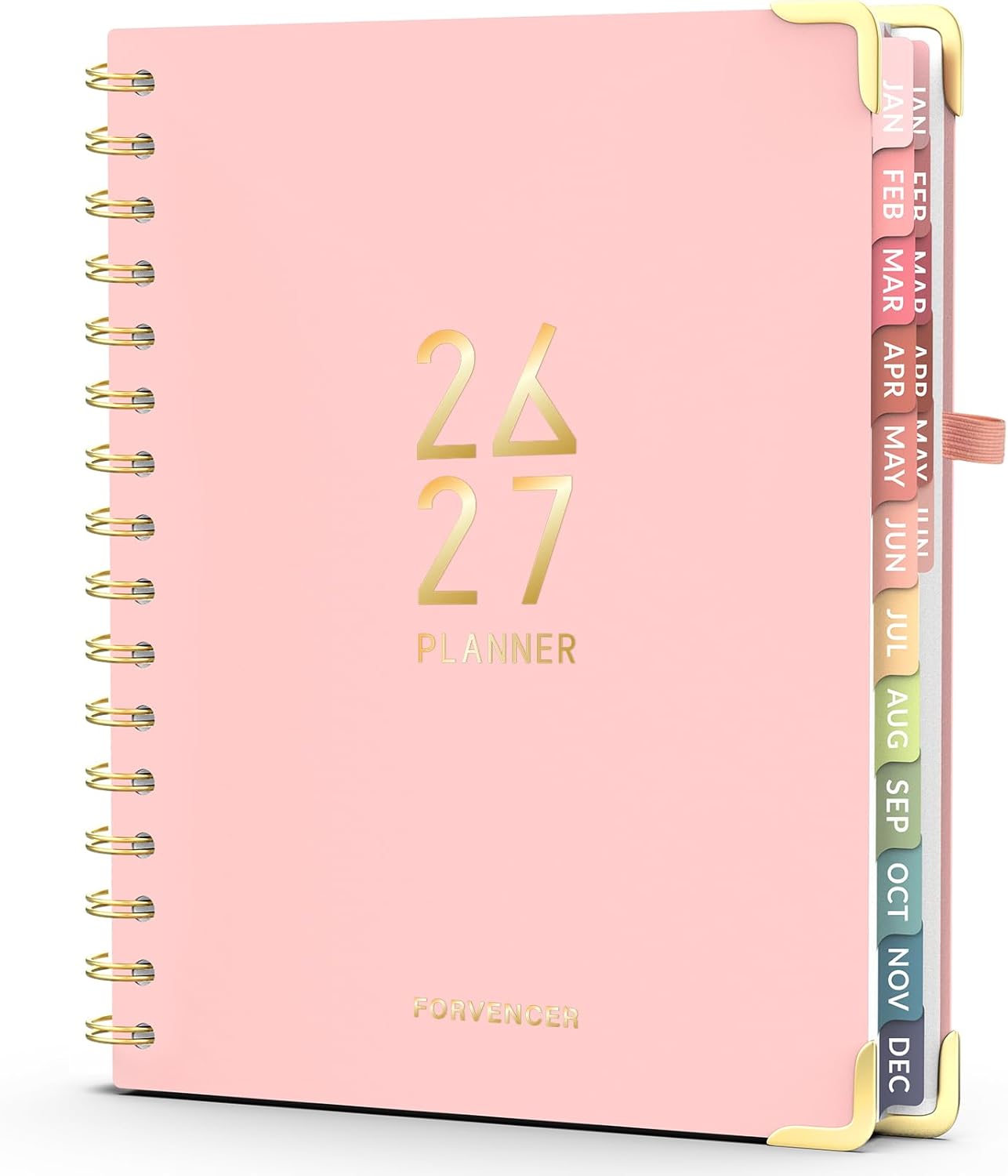 Forvencer Planner 2026-2027, 18 Month Weekly and Monthly Calendar Planner, Jan 2026 -June 2027, 6.3" x 8.4", Daily Agenda Book with Tabs, College Organizer Notebook, School Supplies for Student Teacher Classroom, A5, Pink