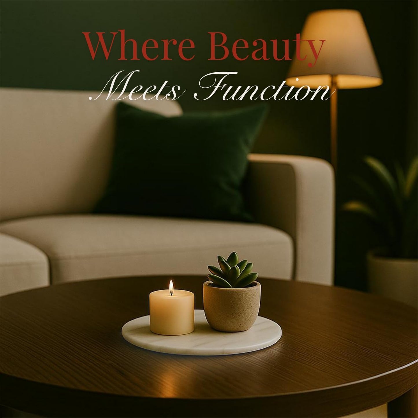 Handcrafted Marble Tray – Bathroom Counter Organizer, Jewelry Tray, Perfume Organizer & Decorative Tray for Vanity Accessories, Coffee Table Decor & Bathroom Countertop (Round, Mugla White)