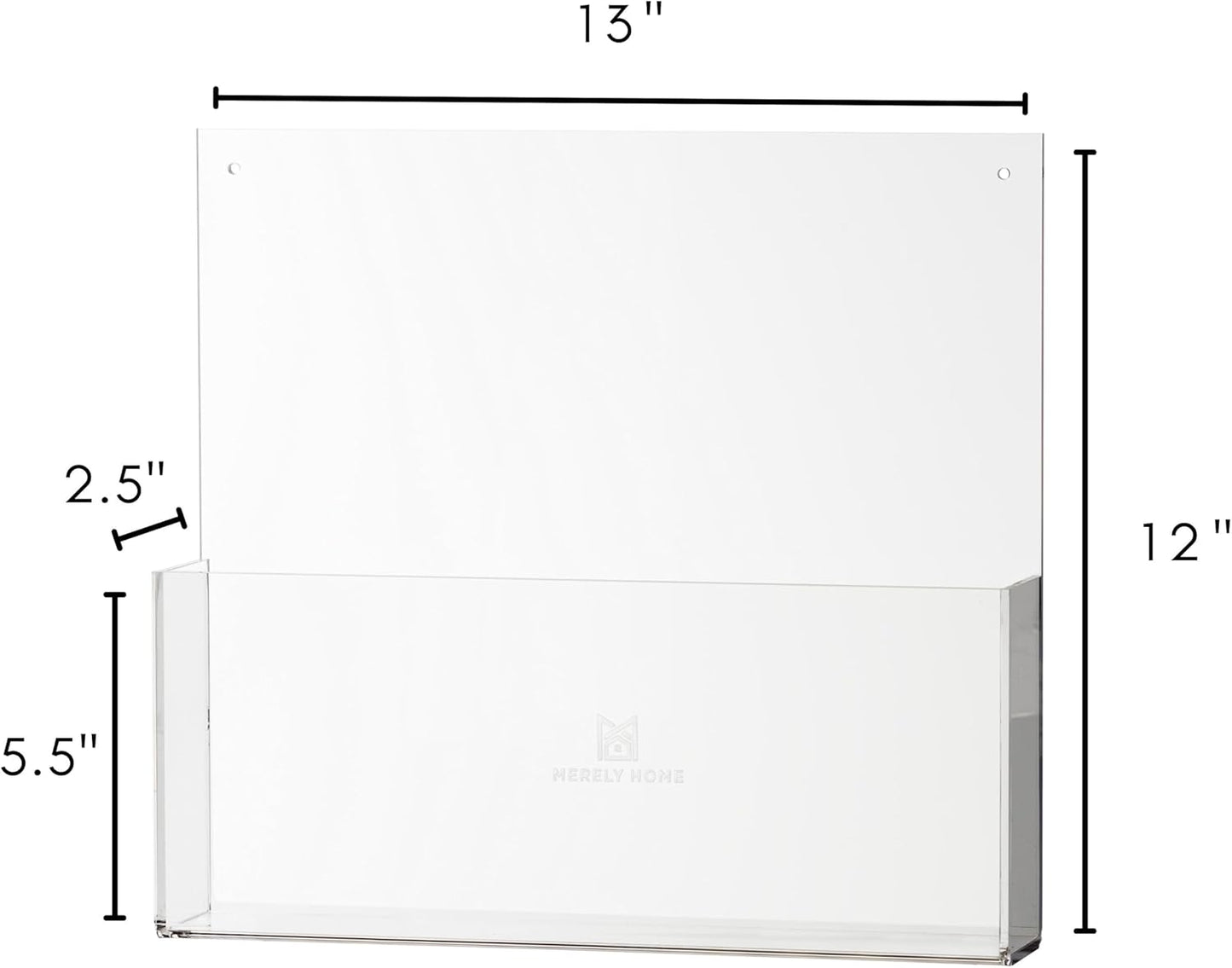 Premium Clear Acrylic Wall File Organizer 2-Pack | Mail Holder Wall Mount | Office Document Sorter with 3 Screw Cap Colors