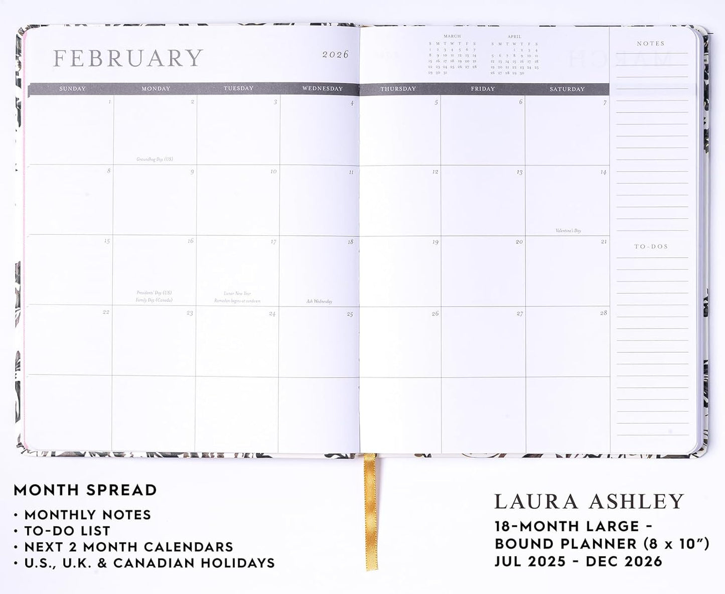 Laura Ashley 2025-2026 Large Agenda Planner, 18 Month, Monthly & Weekly Pages (8 x 10")