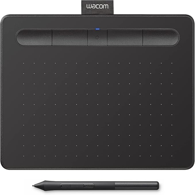 Wacom Intuos Small Bluetooth Graphics Drawing Tablet, 4 Customizable ExpressKeys, Portable for Teachers, Students and Creators, Compatible with Chromebook Mac OS Android and Windows - Black