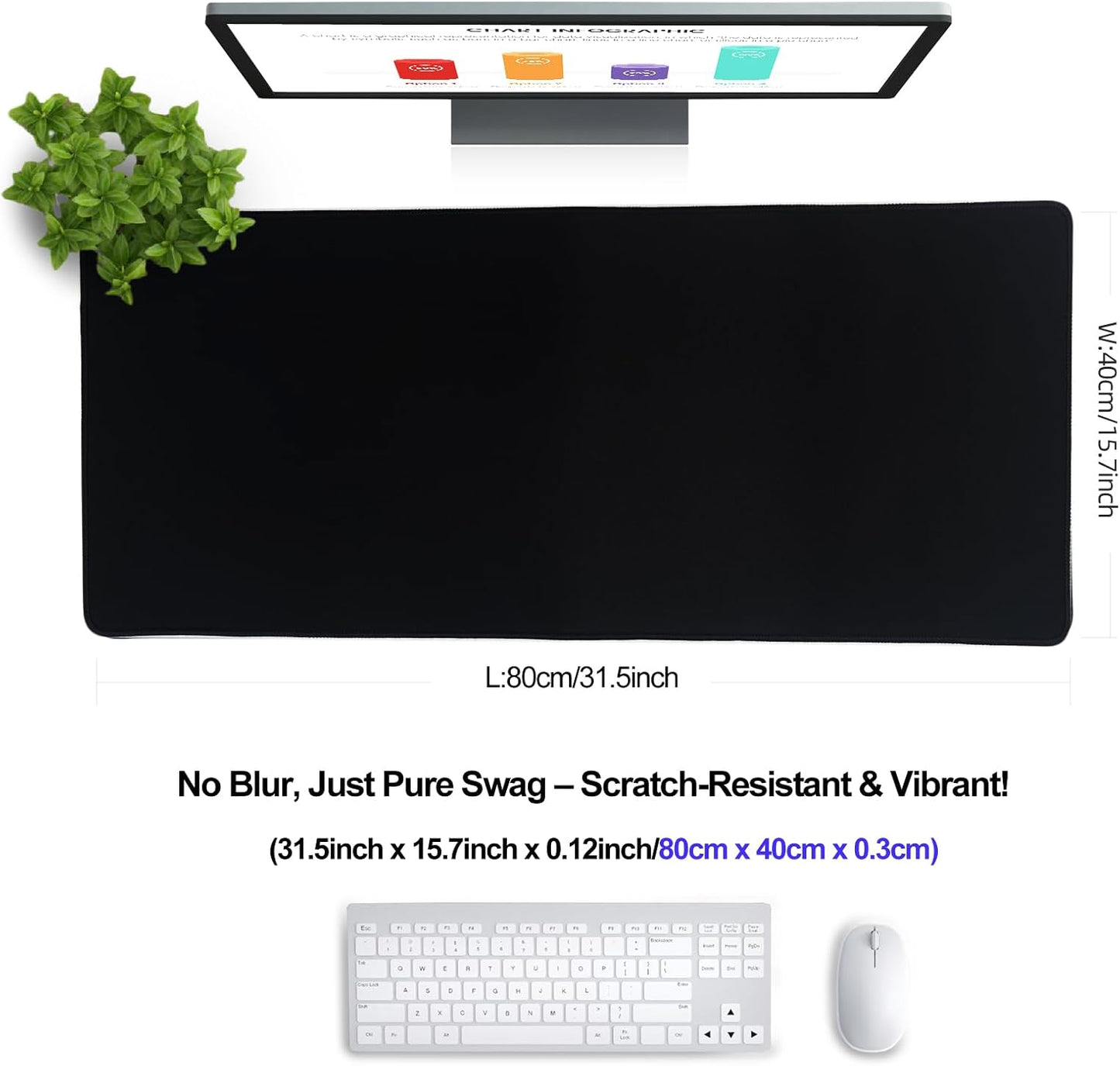 XXL Gaming Mouse Pad 31.5x15.7 Professional Large Mouse Pad & Computer Game Mouse Mat-80x40 blackus