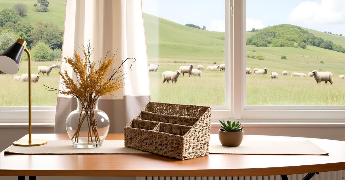 KOLWOVEN Magazine Display Holder- Mail Organizer Countertop- Mail Holder l Bill Sorter Organizer For Desk And Home Boho Rack Storage Organizer