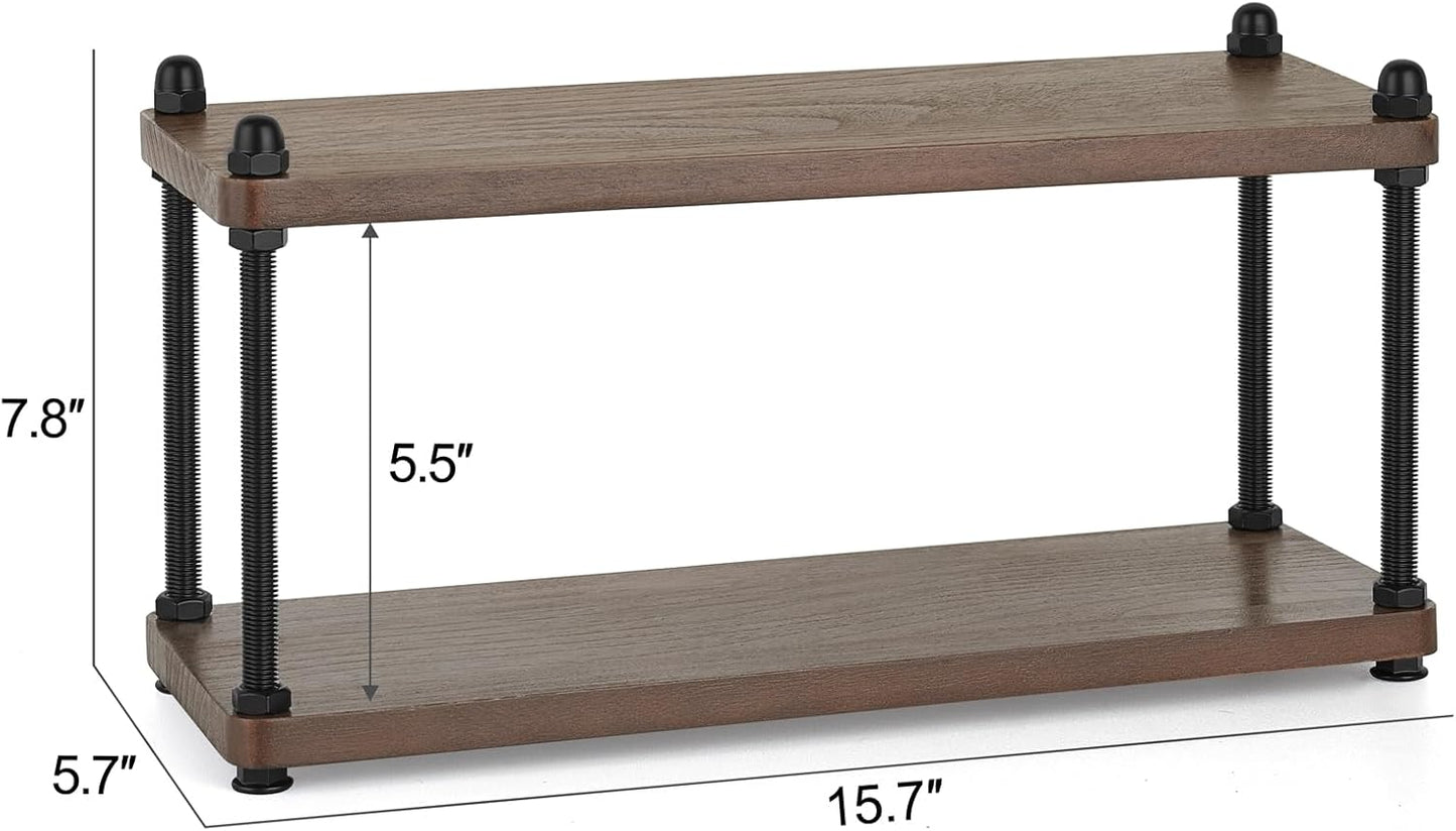 Mkono Coffee Station Organizer Wooden Mug Holder for Countertop Cup and Mug Shelf for Coffee Bar Accessories Rustic Matcha Stand 2 Tier Storage and Display Rack for Tea Cups Kitchen Office