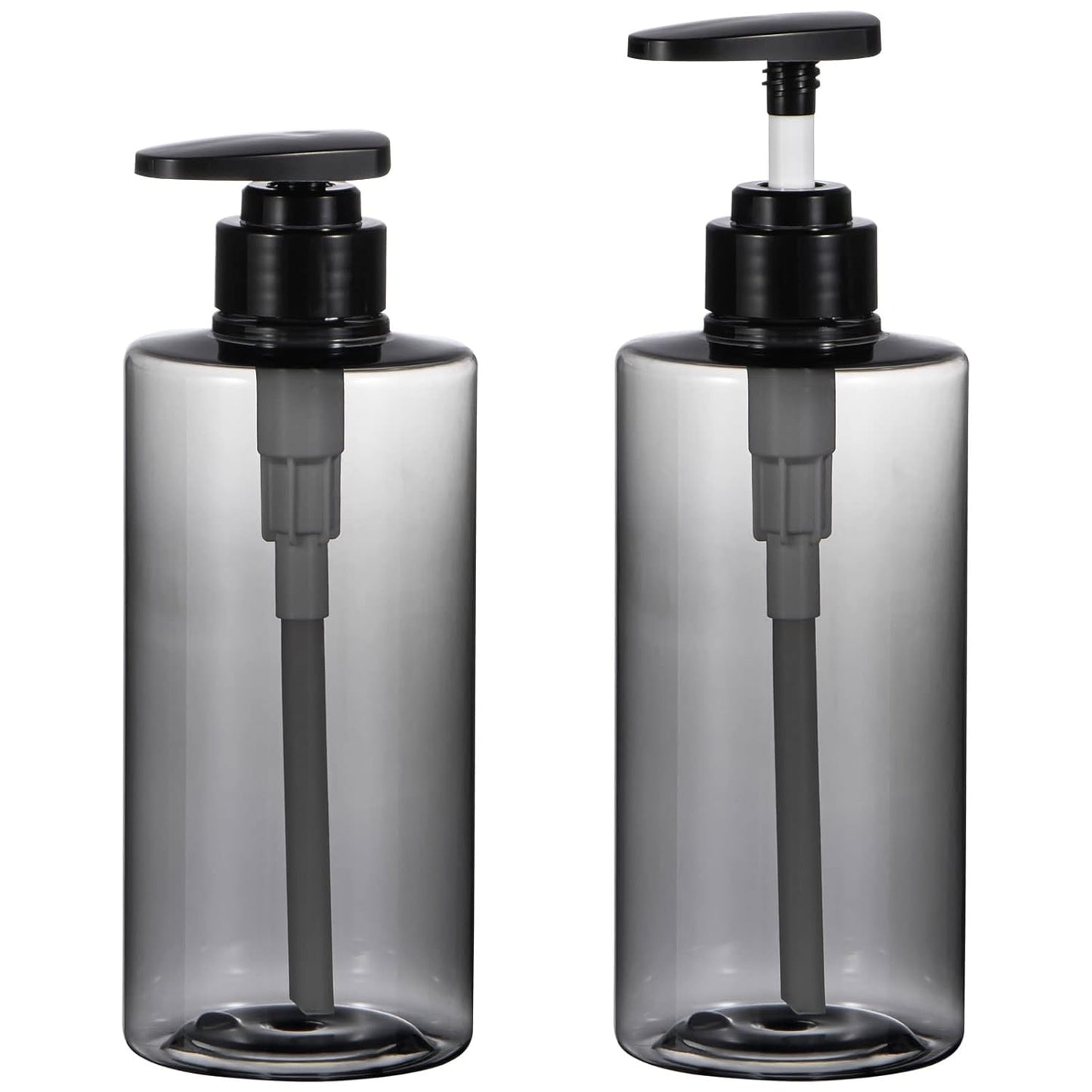 Shampoo Bottles with Pump, Yebeauty 2 Pack Empty Refillable Shower Bottle 17oz 500ml Squeeze Lotion Dispenser for Bathroom,Shampoo Soap, Conditioner Body Wash Liquidl,Clear Grey