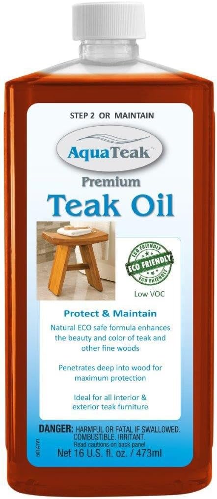 AquaTeak Patented Moa Oval Teak Shower Organizer Two-Step Care Kit