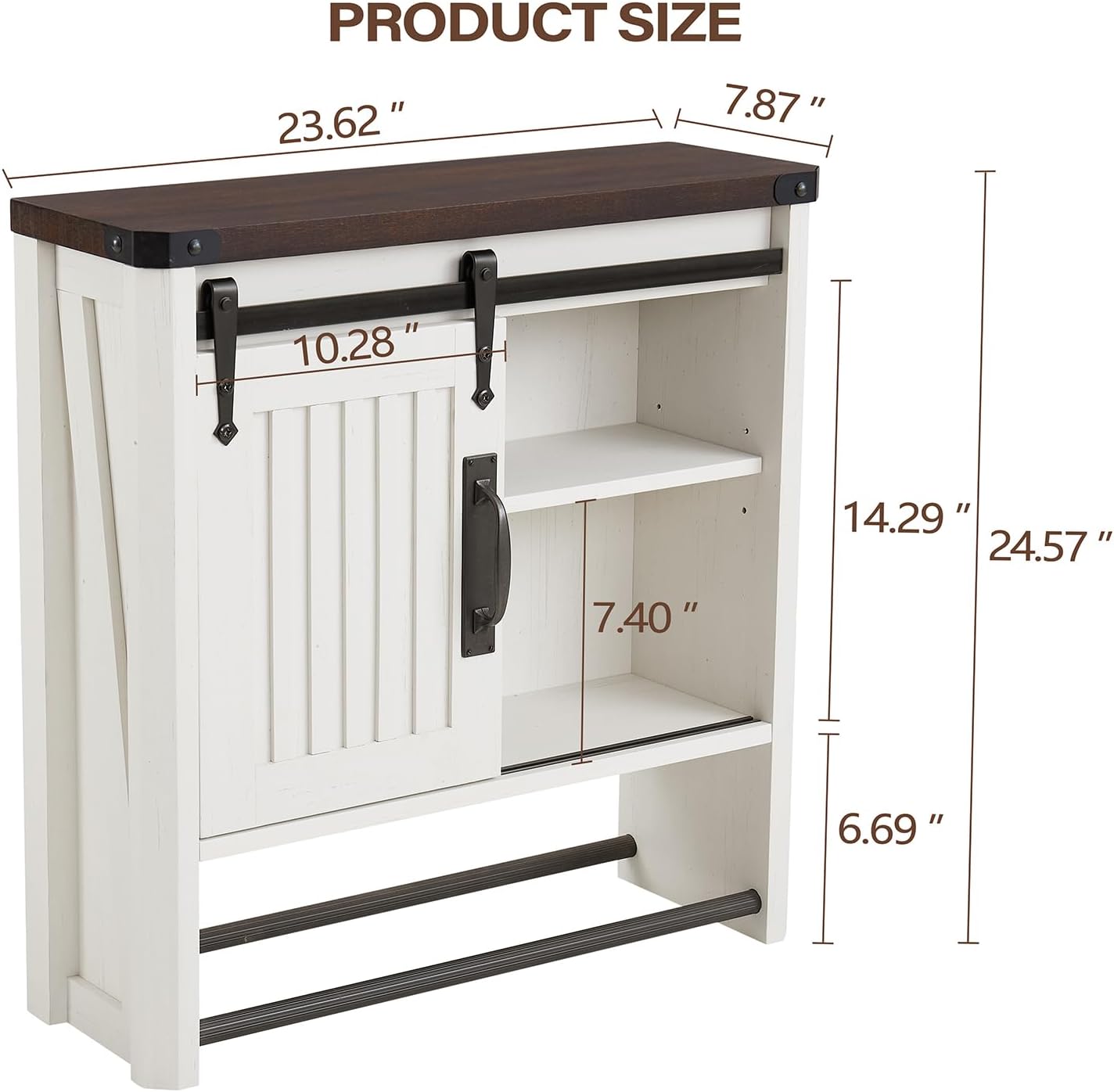 Bathroom Wall Cabinet, Farmhouse Medicine Cabinet with Sliding Barn Door & Adjustable Shelves, Wall Mounted Storage Cabinet for Toilet, Kitchen, Living Room (Antique White)