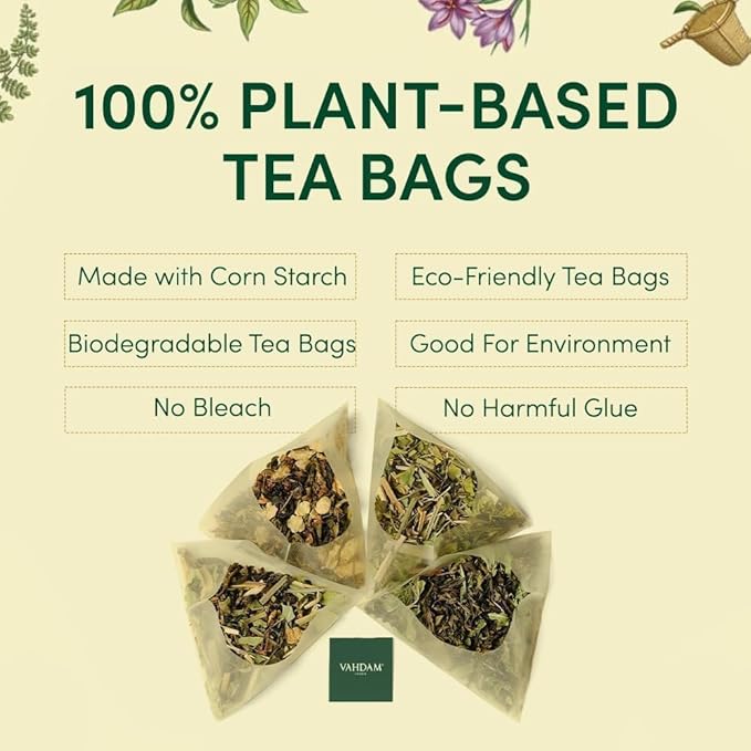 VAHDAM, Green Tea Variety Pack Sampler Assortment (36 Pyramid Tea Bags, 6 Flavor) | Non-GMO Project Verified Himalayan Green Tea with No Artificial Ingredients | Gifts for Women & Men