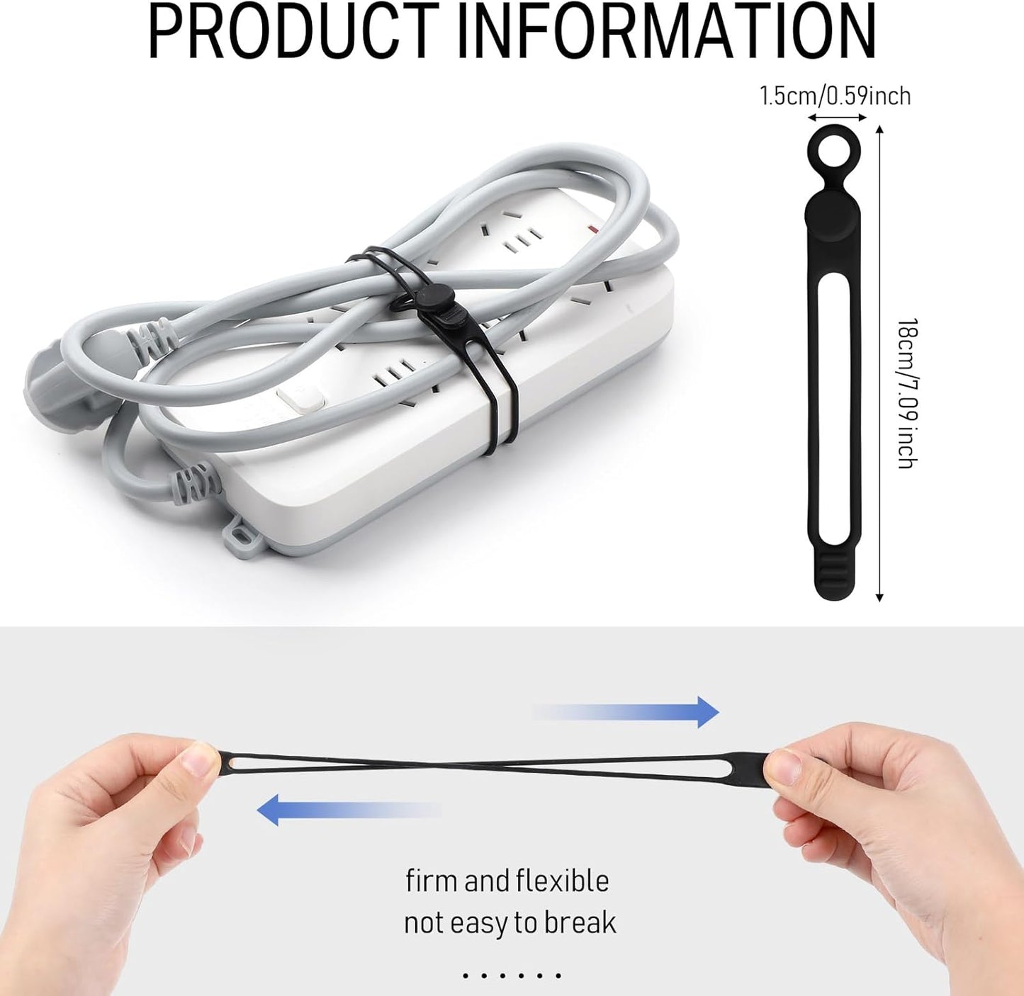 Nuanchu 40 Pcs Silicone Cable Ties Reusable Holder Adjustable Straps Multipurpose Charging Cable Organizer for Fastening Charging Cords Wires(7.1 Inch,Black, Gray)