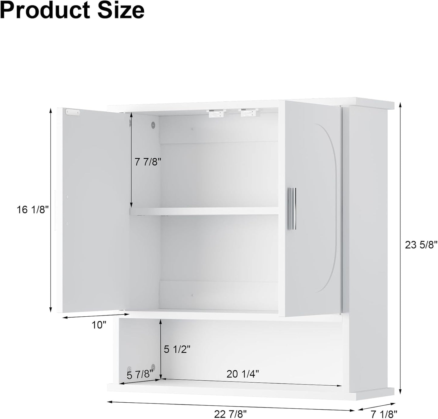 Medicine Cabinet for Bathroom,2 Doors White Bathroom Wall Cabinet with Oval,Over Toilet Storage Cabinet for Laundry Room/Kitchen/Living Room,Surface Mount Medicine Cabinets 23x24