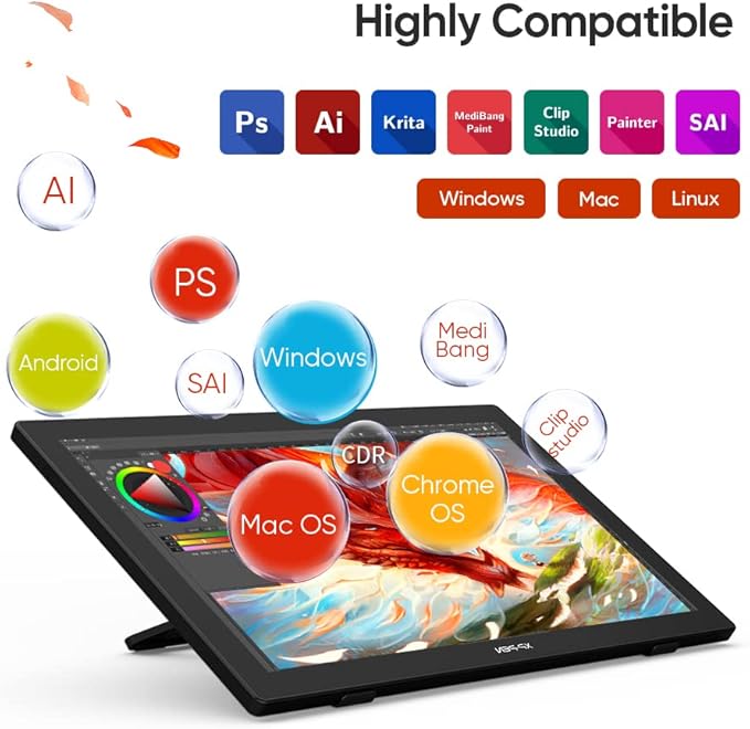 XPPen Artist24 FHD Drawing Tablet with Screen - 23.8" Drawing Monitor Full-Laminated Pen Display with 8192 Pressure Levels and Battery-Free Pen, Adjustable Stand for Digital Drawing and Animation