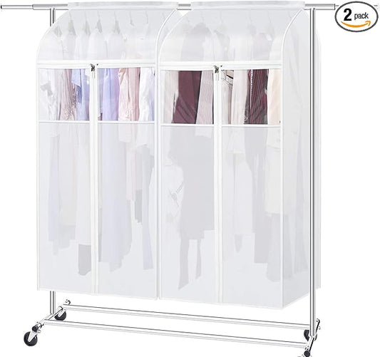 Zilink Hanging Garment Bags for Storage 54 inch 2Pack Large Garment Rack Cover Suit Bags Organizer Hanging Clothes Cover for Suit Coats Jackets Dress Closet Storage