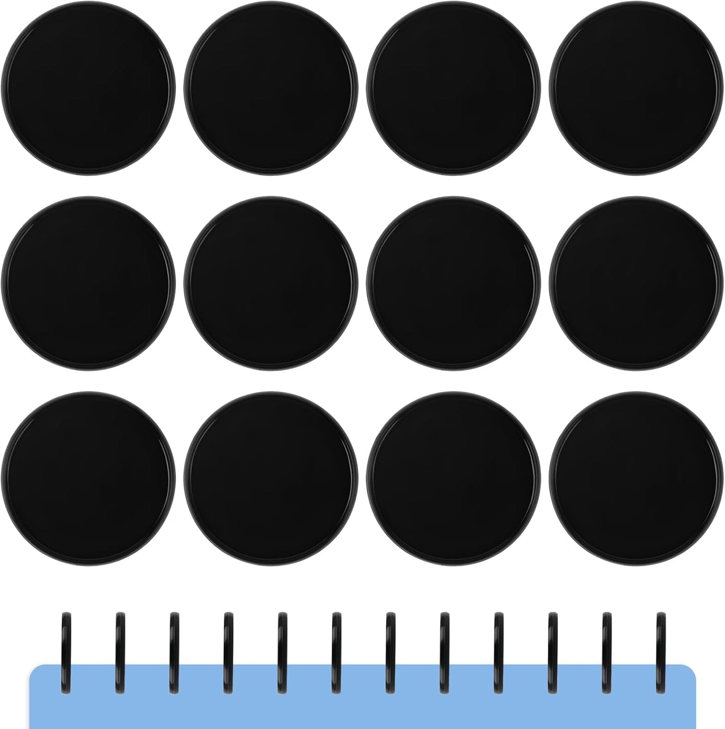 12 Pcs 2 Inch Discbound Expansion Discs, Black Plastic Binder Rings 2 Inch for DIY Notebooks Journals Scrapbooking and Planners, Durable Discs for Discbound Notebook Accessories
