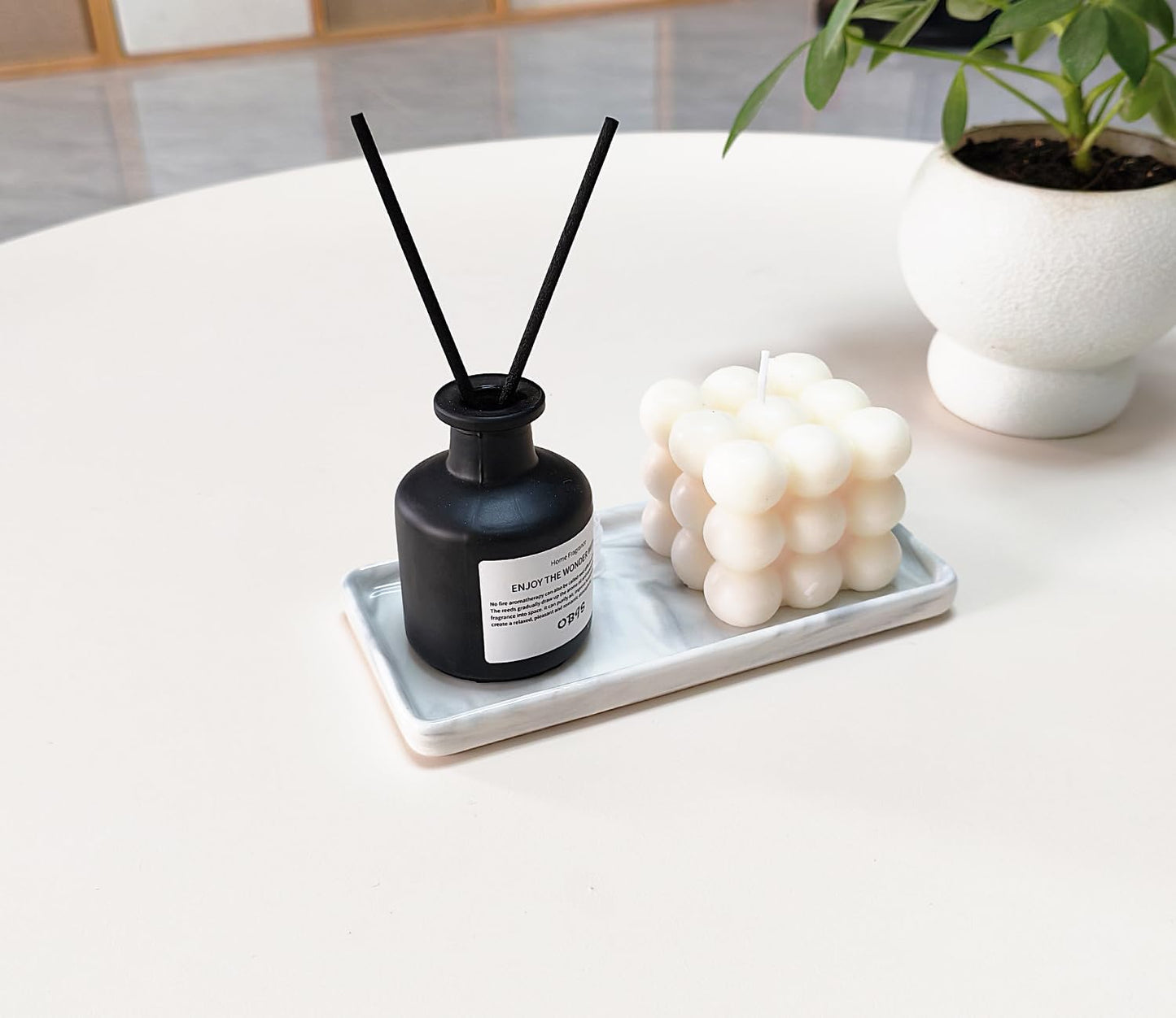 6.4" Porcelain Small Bathroom Tray, Ceramic Countertop and Vanity Tray for Cosmetics, Perfume, Jewelry, Candle - Kitchen Soap Tray for Kitchen Counter (Gray)