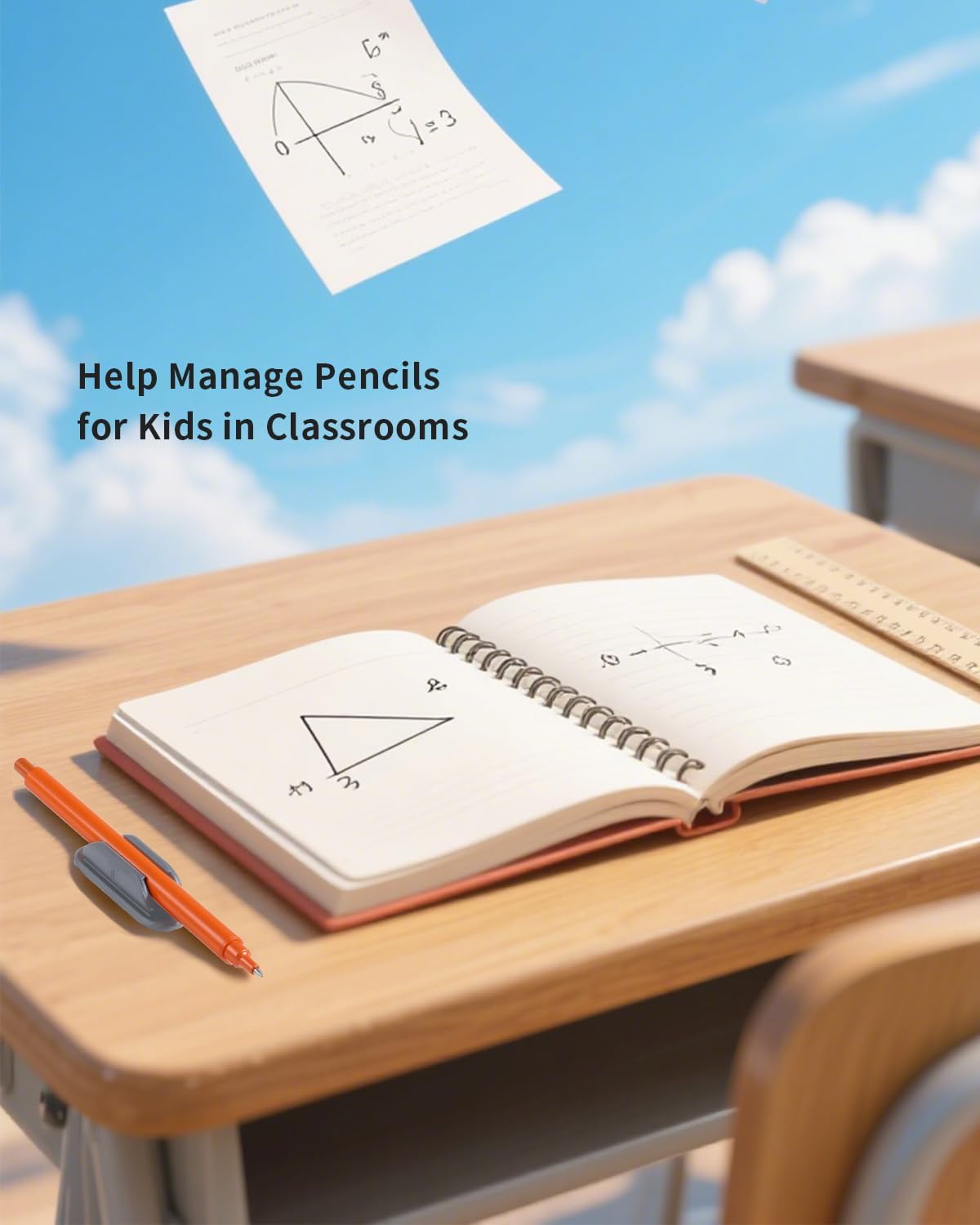 Adhesive Pencil Holders for Desk Set of 10 - Silicone Pen Holder with 15 PCS Adhesive Pads - Flexible Pencil Holder for Office Essentials Accessories and Teacher Supplies - Grey