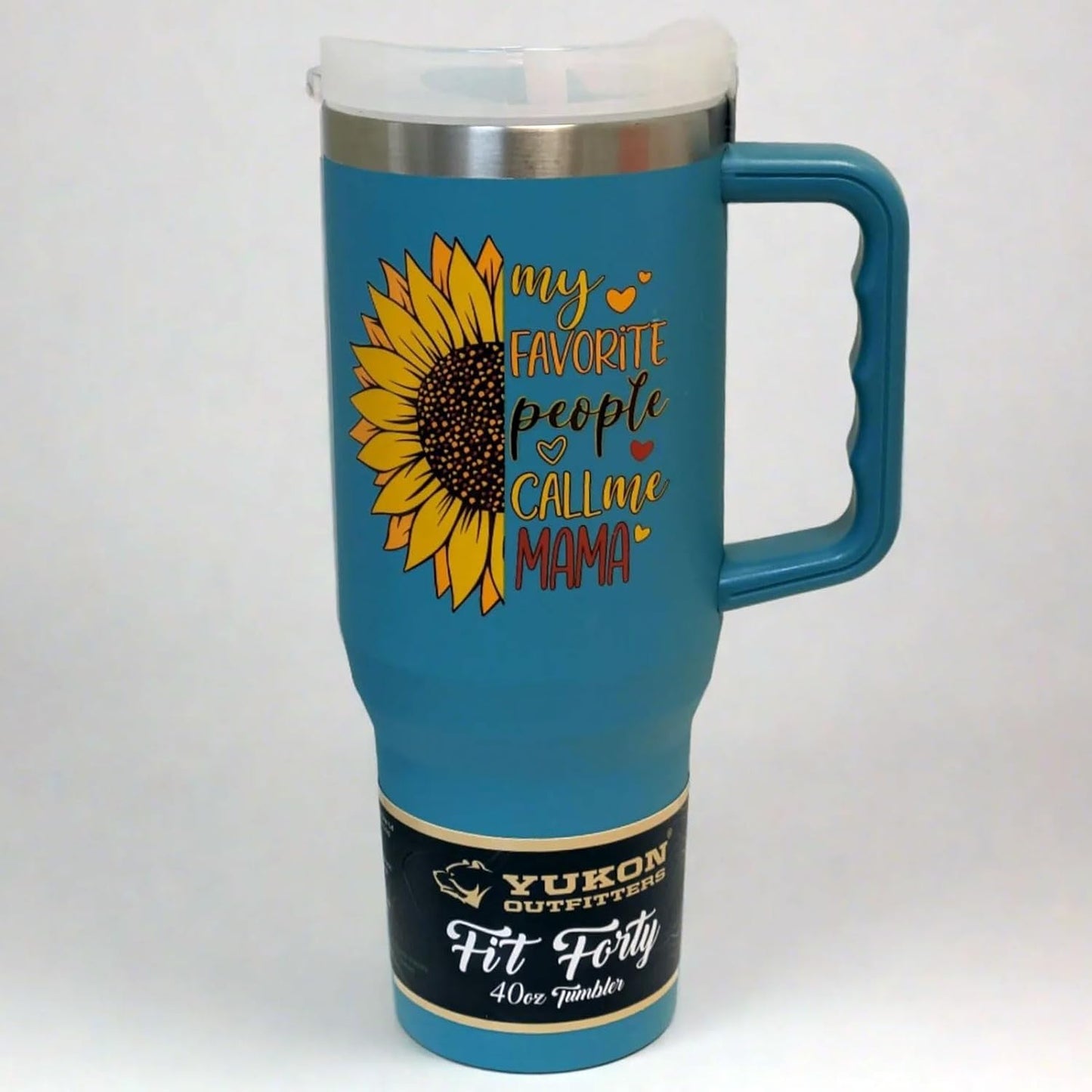 Yukon Outfitters Fit Forty 40oz Double Wall Vacuum Insulated Stainless Steel Tumbler with Reusable Straw & Ergonomic Handle | For Hot or Cold Beverage, Mama Sunflower