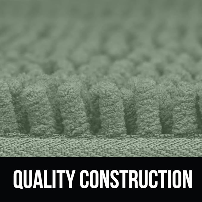 KANGAROO Bathroom Rugs, Chenille Soft Absorbent Bath Rug, Shaggy Shower Mat, Quick Dry Machine Wash Bathmat, Plush Carpet Mats for Tub, Bathtub and Room Home Decor Accessories, 24x17, Sage