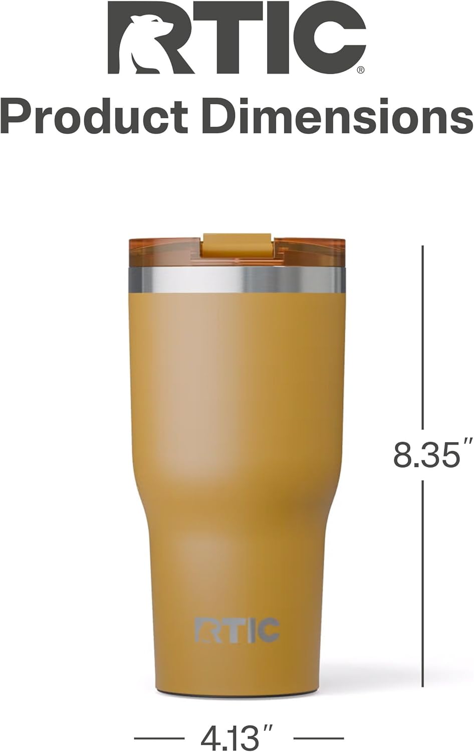 RTIC 30oz Essential Tumbler with Lid, Ceramic Lined, Insulated, Stainless Steel, Metal, Double Wall Vacuum-Insulation, Travel Cup for Iced Coffee, Tea, Hot and Cold Drink, Harvest