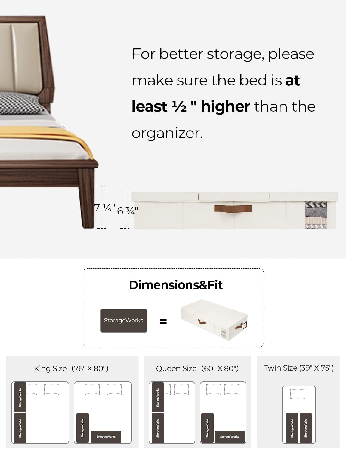 StorageWorks 2-Pack Jumbo Under Bed Storage Bins with Lids, Underbed Storage Containers with Handles and Label Holder, Closet Organizer for Clothes, Blankets, Sweater
