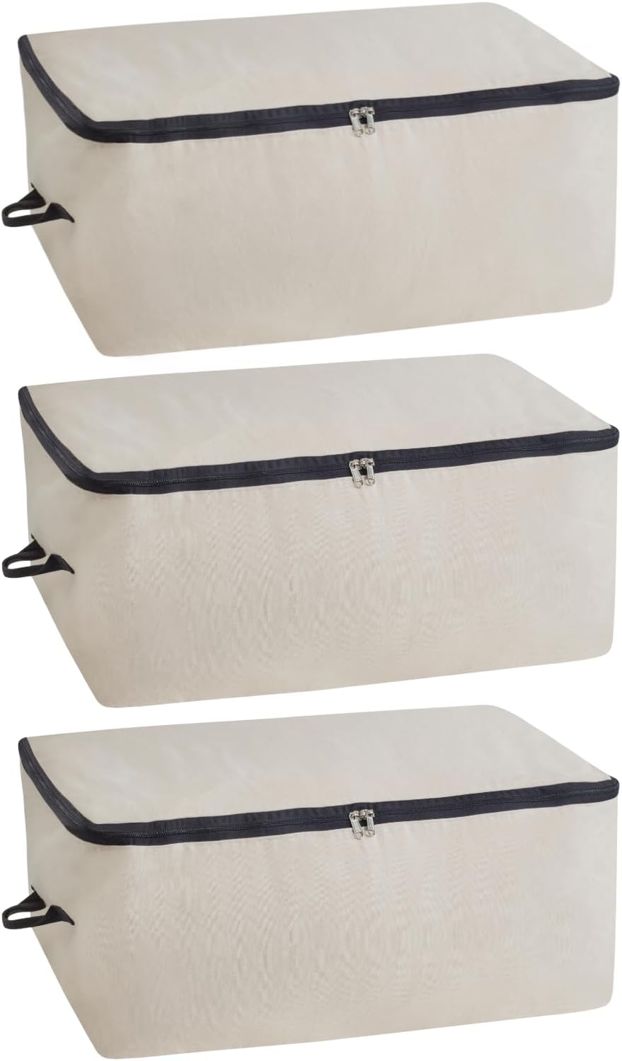 Comforter Storage Bags with Zipper - Sturdy 100% Cotton Canvas Quilt Storage Bags with Zipper - Extra Large with Handles to Conveniently Store Pillows, Blankets, Sheets, and Bedding (3 Bags)
