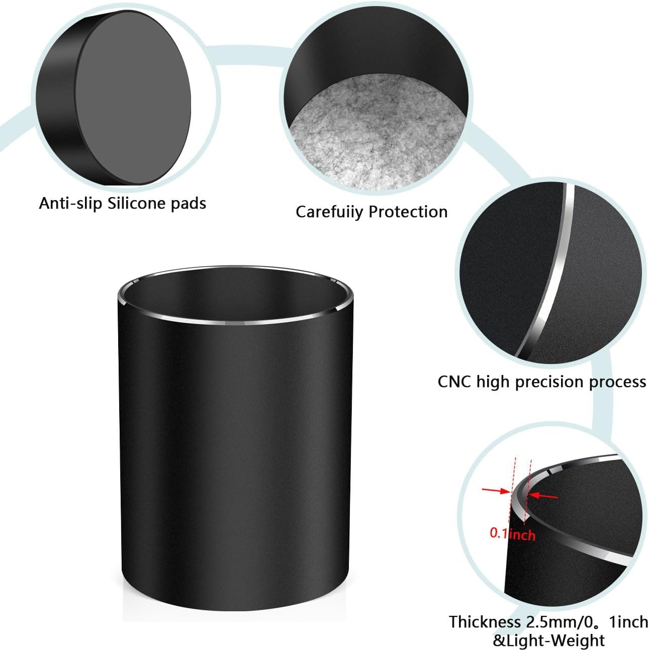 Pen holder, aluminum alloy waterproof pen holder, desktop simple and modern minimalist, multifunctional office supplies for families, kids and schools