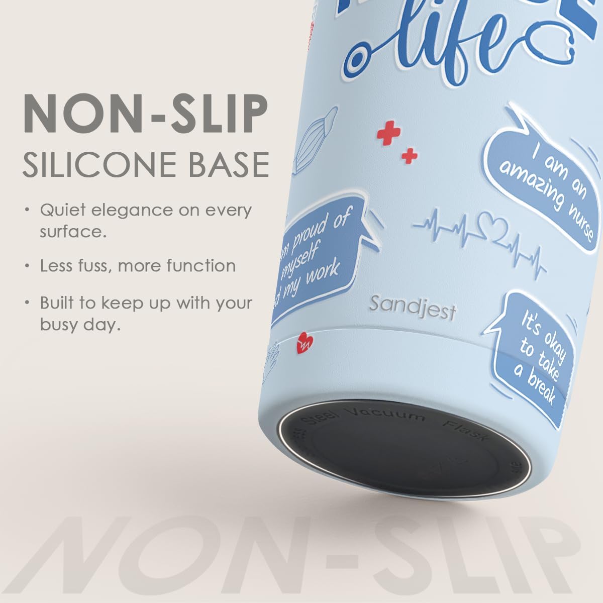 SANDJEST Nurses Tumbler 20oz, Stainless Steel Travel Cup with Lid, Nurse Life Insulated Coffee Mug, Gifts for Women Girls Friends Sisters on Birthday Christmas Nurse Week