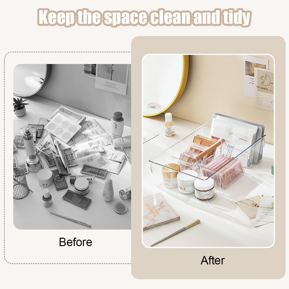 2 pack Large Plastic Portable Caddy with Handle, Storage Organizer Bin for Art Supplies, Crafts, Colored Pencils, Dorm Caddy, Shower, Cleaning, Kitchen, Office, Dorm, Desktop, Makeup Tote