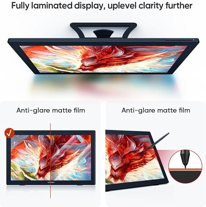 XPPen Artist24 FHD Drawing Tablet with Screen - 23.8" Drawing Monitor Full-Laminated Pen Display with 8192 Pressure Levels and Battery-Free Pen, Adjustable Stand for Digital Drawing and Animation