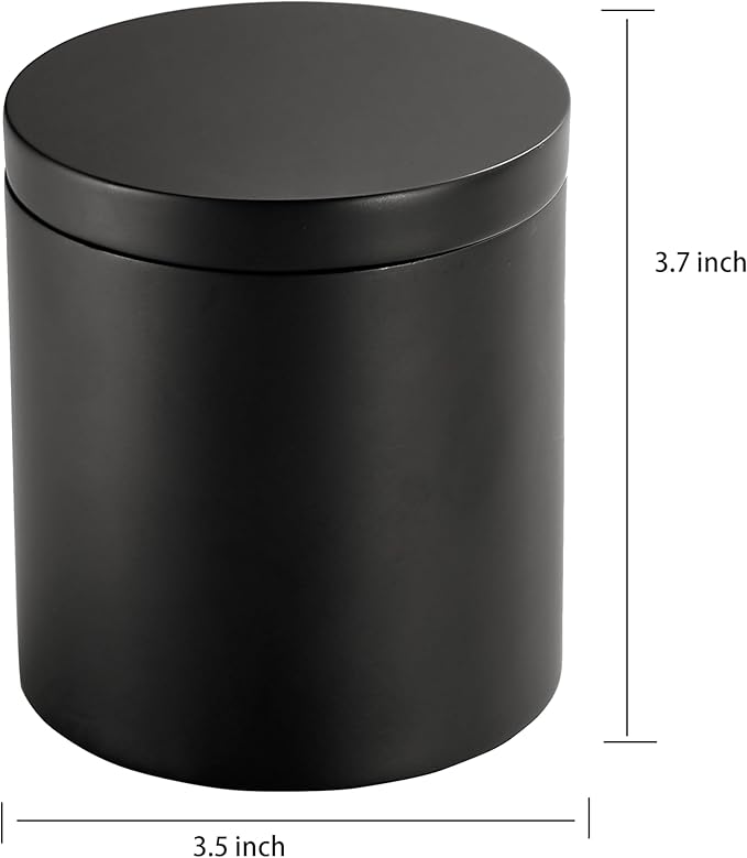 Cotton Swab Holder, Qtip Holder Dispenser with Lid, Resin Bathroom Containers,Vanity Storage Jars Organizer for Cotton Ball, Floss, Bath Salts, Bathroom Accessories, Matte Black