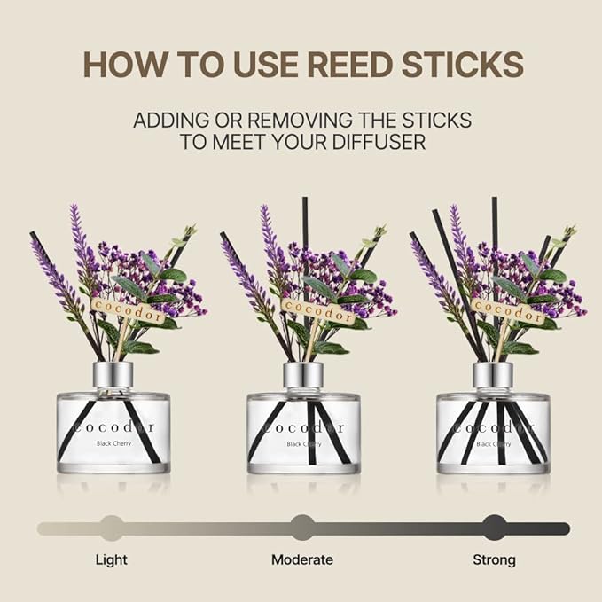 COCODOR Lavender Reed Diffuser/Refreshing Air/6.7oz/1Pack / Home Fragrance Scent Essential Oil Stick Diffuser for Bedroom Bathroom Home Decor for Women