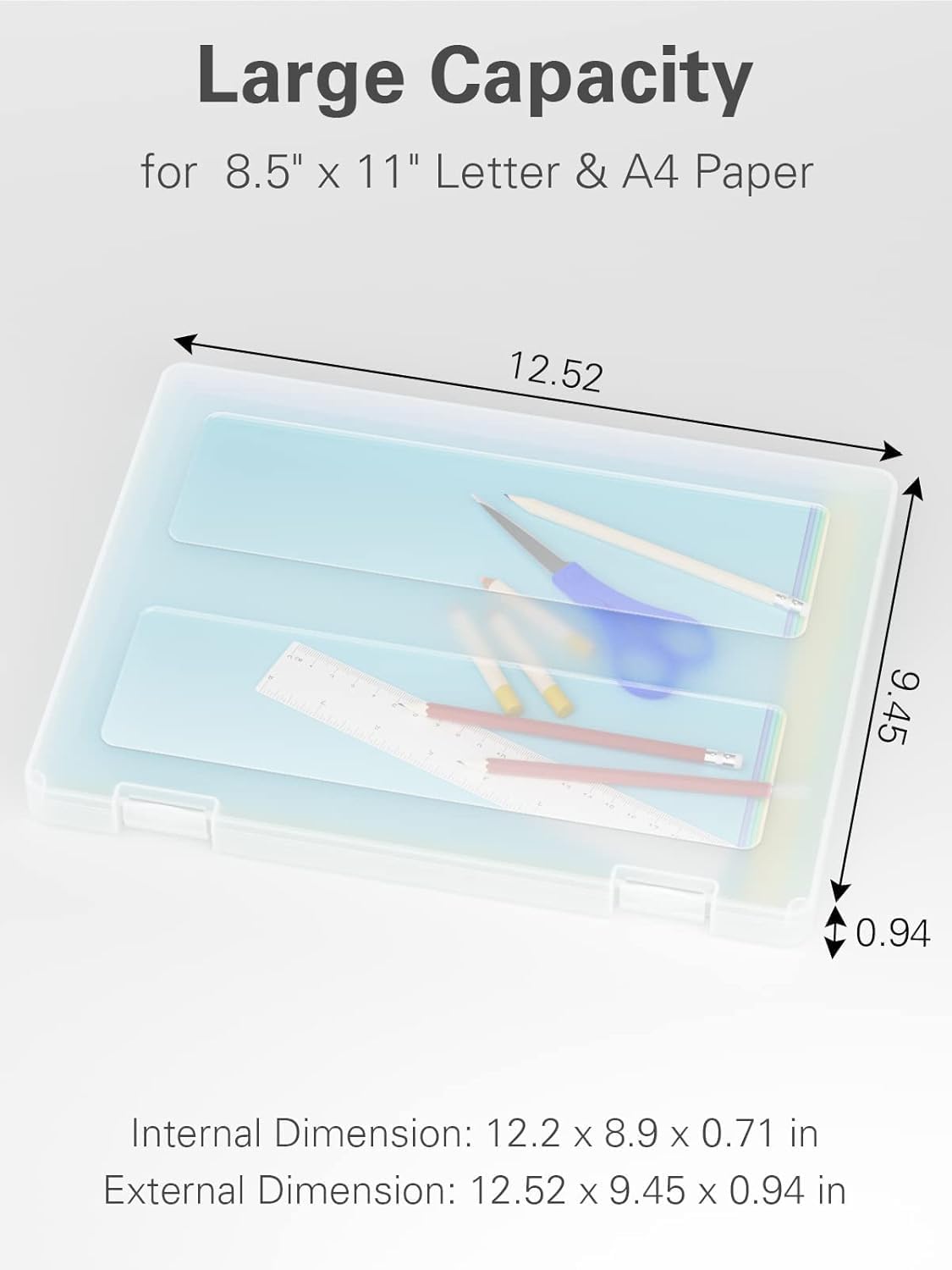 iBune 8-Pack A4 Plastic Paper Organizer Box, Scrapbook Storage for 8.5” x 11” Letter Papers, Portable Document Holder, Board Games Art Supplies Sticker Organizers (2 Inner Size)